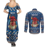 Personalized Romania Christmas Couples Matching Summer Maxi Dress and Long Sleeve Button Shirt Romanian Traditional Masks - Wonder Print Shop
