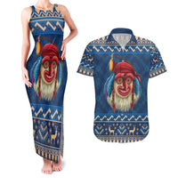 Personalized Romania Christmas Couples Matching Tank Maxi Dress and Hawaiian Shirt Romanian Traditional Masks - Wonder Print Shop