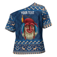 Personalized Romania Christmas Cross Shoulder Shirt Romanian Traditional Masks - Wonder Print Shop