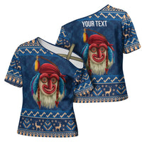 Personalized Romania Christmas Cross Shoulder Shirt Romanian Traditional Masks - Wonder Print Shop