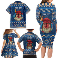 Personalized Romania Christmas Family Matching Long Sleeve Bodycon Dress and Hawaiian Shirt Romanian Traditional Masks - Wonder Print Shop