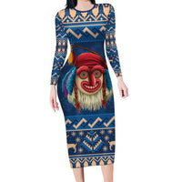 Personalized Romania Christmas Family Matching Long Sleeve Bodycon Dress and Hawaiian Shirt Romanian Traditional Masks - Wonder Print Shop