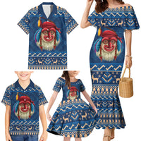 Personalized Romania Christmas Family Matching Mermaid Dress and Hawaiian Shirt Romanian Traditional Masks - Wonder Print Shop