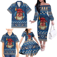 Personalized Romania Christmas Family Matching Off The Shoulder Long Sleeve Dress and Hawaiian Shirt Romanian Traditional Masks - Wonder Print Shop