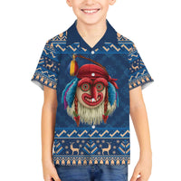 Personalized Romania Christmas Family Matching Off The Shoulder Long Sleeve Dress and Hawaiian Shirt Romanian Traditional Masks - Wonder Print Shop