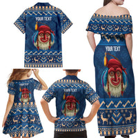 Personalized Romania Christmas Family Matching Off Shoulder Maxi Dress and Hawaiian Shirt Romanian Traditional Masks - Wonder Print Shop