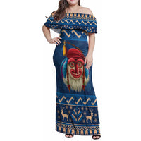 Personalized Romania Christmas Family Matching Off Shoulder Maxi Dress and Hawaiian Shirt Romanian Traditional Masks - Wonder Print Shop