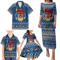 Personalized Romania Christmas Family Matching Puletasi and Hawaiian Shirt Romanian Traditional Masks - Wonder Print Shop