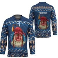 Personalized Romania Christmas Hockey Jersey Romanian Traditional Masks - Wonder Print Shop