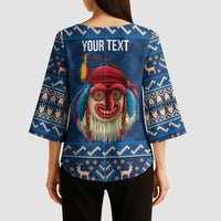 Personalized Romania Christmas Kimono Sleeve Blouse Romanian Traditional Masks - Wonder Print Shop