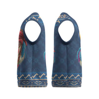 Personalized Romania Christmas Knitted V-Neck Vest Romanian Traditional Masks - Wonder Print Shop