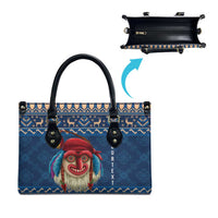 Personalized Romania Christmas Leather Bag Romanian Traditional Masks - Wonder Print Shop