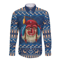 Personalized Romania Christmas Long Sleeve Button Shirt Romanian Traditional Masks - Wonder Print Shop