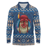 Personalized Romania Christmas Long Sleeve Polo Shirt Romanian Traditional Masks - Wonder Print Shop