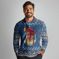 Personalized Romania Christmas Long Sleeve Polo Shirt Romanian Traditional Masks - Wonder Print Shop