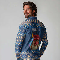 Personalized Romania Christmas Long Sleeve Polo Shirt Romanian Traditional Masks - Wonder Print Shop