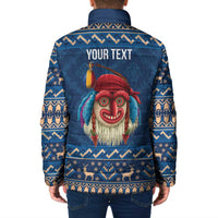 Personalized Romania Christmas Padded Jacket Romanian Traditional Masks - Wonder Print Shop