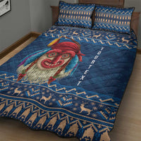 Personalized Romania Christmas Quilt Bed Set Romanian Traditional Masks - Wonder Print Shop