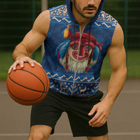 Personalized Romania Christmas Sleeveless Zip Hoodie Romanian Traditional Masks - Wonder Print Shop