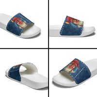 Personalized Romania Christmas Slide Sandals Romanian Traditional Masks - Wonder Print Shop