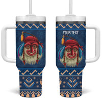 Personalized Romania Christmas Tumbler With Handle Romanian Traditional Masks - Wonder Print Shop