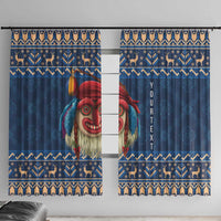 Personalized Romania Christmas Window Curtain Romanian Traditional Masks - Wonder Print Shop