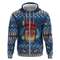 Personalized Romania Christmas Zip Hoodie Romanian Traditional Masks - Wonder Print Shop