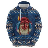 Personalized Romania Christmas Zip Hoodie Romanian Traditional Masks - Wonder Print Shop