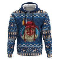 Personalized Romania Christmas Zip Hoodie Romanian Traditional Masks - Wonder Print Shop