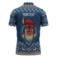 Personalized Romania Christmas Zipper Polo Shirt Romanian Traditional Masks - Wonder Print Shop