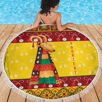 Personalized Moldova Christmas Beach Blanket Capra Goat Folk Costume - Wonder Print Shop