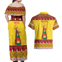 Personalized Moldova Christmas Couples Matching Off Shoulder Maxi Dress and Hawaiian Shirt Capra Goat Folk Costume - Wonder Print Shop