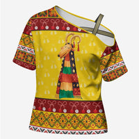 Personalized Moldova Christmas Cross Shoulder Shirt Capra Goat Folk Costume - Wonder Print Shop