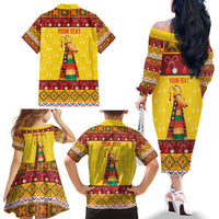 Personalized Moldova Christmas Family Matching Off The Shoulder Long Sleeve Dress and Hawaiian Shirt Capra Goat Folk Costume - Wonder Print Shop