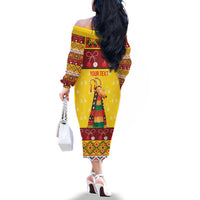 Personalized Moldova Christmas Family Matching Off The Shoulder Long Sleeve Dress and Hawaiian Shirt Capra Goat Folk Costume - Wonder Print Shop