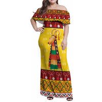 Personalized Moldova Christmas Family Matching Off Shoulder Maxi Dress and Hawaiian Shirt Capra Goat Folk Costume - Wonder Print Shop