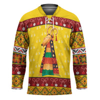 Personalized Moldova Christmas Hockey Jersey Capra Goat Folk Costume - Wonder Print Shop