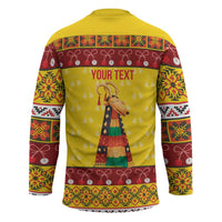 Personalized Moldova Christmas Hockey Jersey Capra Goat Folk Costume - Wonder Print Shop