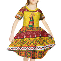 Personalized Moldova Christmas Kid Short Sleeve Dress Capra Goat Folk Costume - Wonder Print Shop