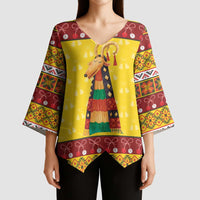 Personalized Moldova Christmas Kimono Sleeve Blouse Capra Goat Folk Costume - Wonder Print Shop