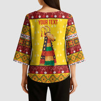 Personalized Moldova Christmas Kimono Sleeve Blouse Capra Goat Folk Costume - Wonder Print Shop