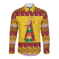 Personalized Moldova Christmas Long Sleeve Button Shirt Capra Goat Folk Costume - Wonder Print Shop