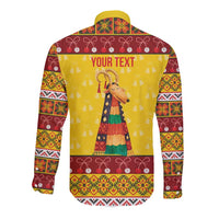 Personalized Moldova Christmas Long Sleeve Button Shirt Capra Goat Folk Costume - Wonder Print Shop