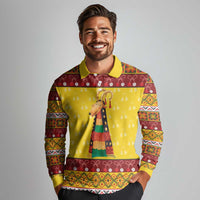 Personalized Moldova Christmas Long Sleeve Polo Shirt Capra Goat Folk Costume - Wonder Print Shop