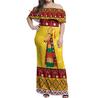 Personalized Moldova Christmas Off Shoulder Maxi Dress Capra Goat Folk Costume - Wonder Print Shop