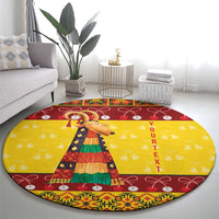 Personalized Moldova Christmas Round Carpet Capra Goat Folk Costume - Wonder Print Shop