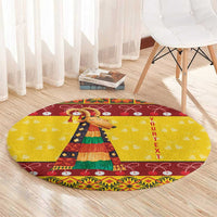 Personalized Moldova Christmas Round Carpet Capra Goat Folk Costume - Wonder Print Shop