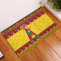 Personalized Moldova Christmas Rubber Doormat Capra Goat Folk Costume - Wonder Print Shop