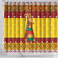 Personalized Moldova Christmas Shower Curtain Capra Goat Folk Costume - Wonder Print Shop