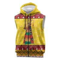Personalized Moldova Christmas Sleeveless Zip Hoodie Capra Goat Folk Costume - Wonder Print Shop